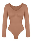 Luna - Long Sleeve Thong Bodysuit – Seamless Shapewear with Bust Support