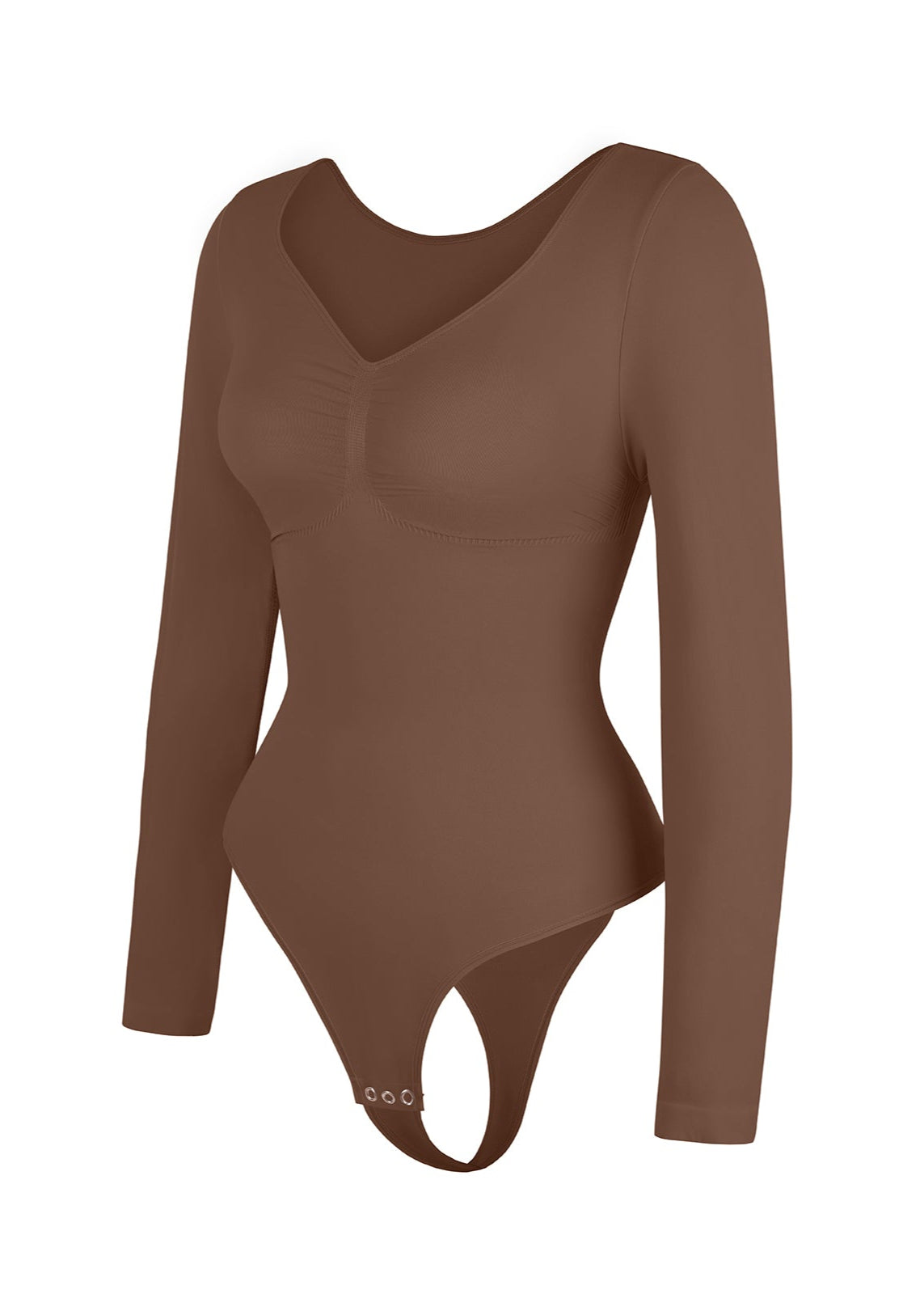 Luna - Long Sleeve Thong Bodysuit – Seamless Shapewear with Bust Support