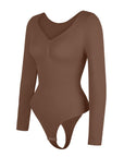 Luna - Long Sleeve Thong Bodysuit – Seamless Shapewear with Bust Support