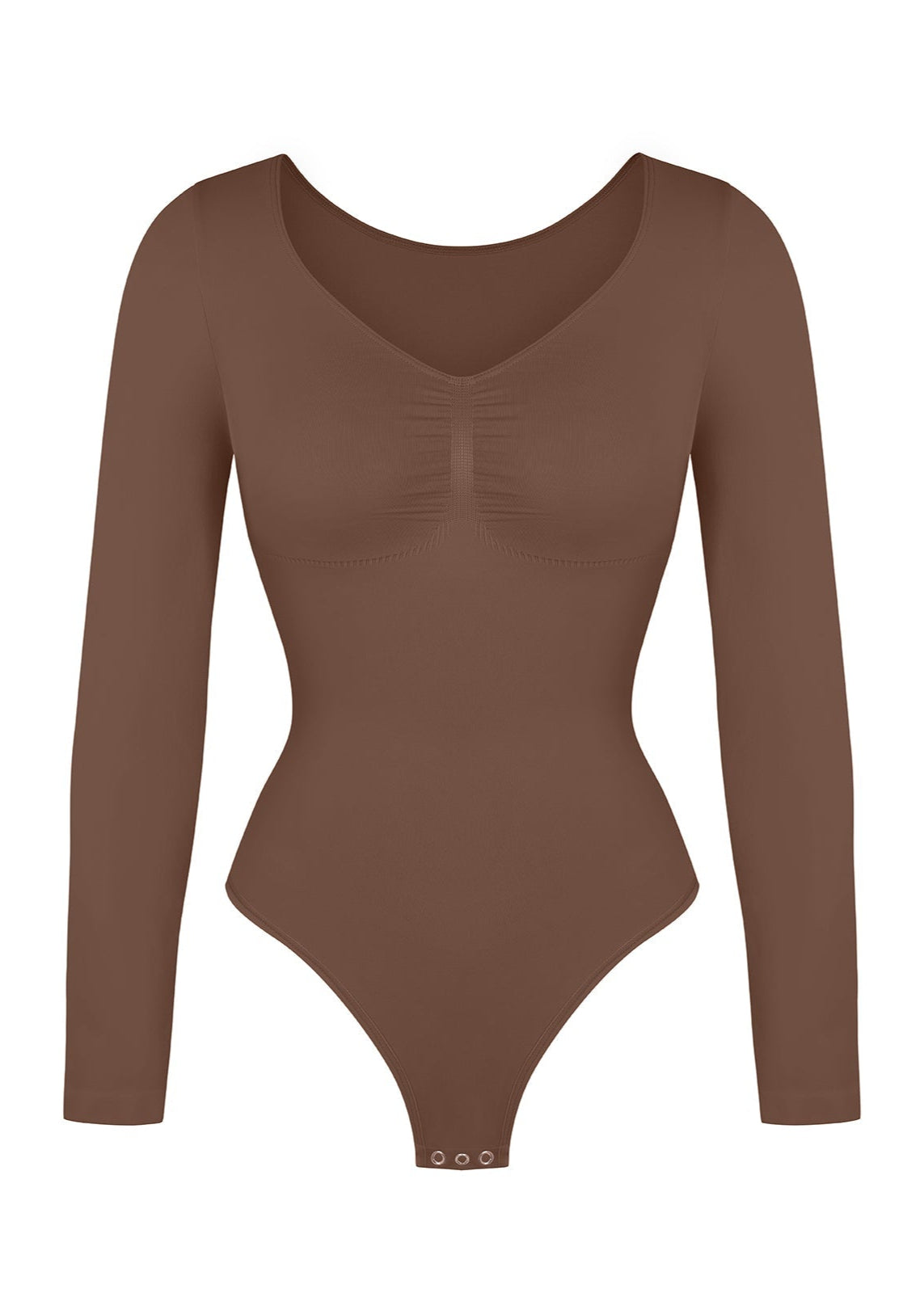 Luna - Long Sleeve Thong Bodysuit – Seamless Shapewear with Bust Support