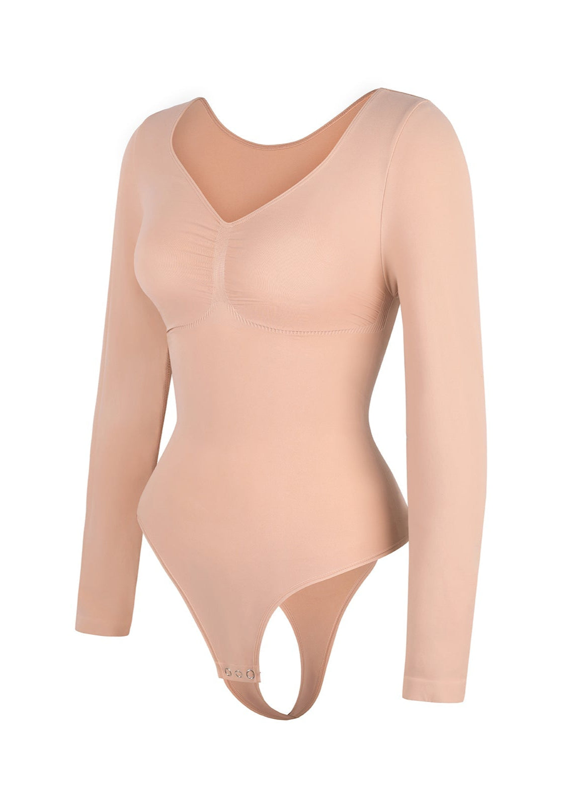 Luna - Long Sleeve Thong Bodysuit – Seamless Shapewear with Bust Support