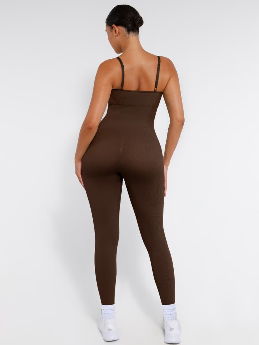 Seamless Sculpting Full-Length Jumpsuit with Adjustable Straps