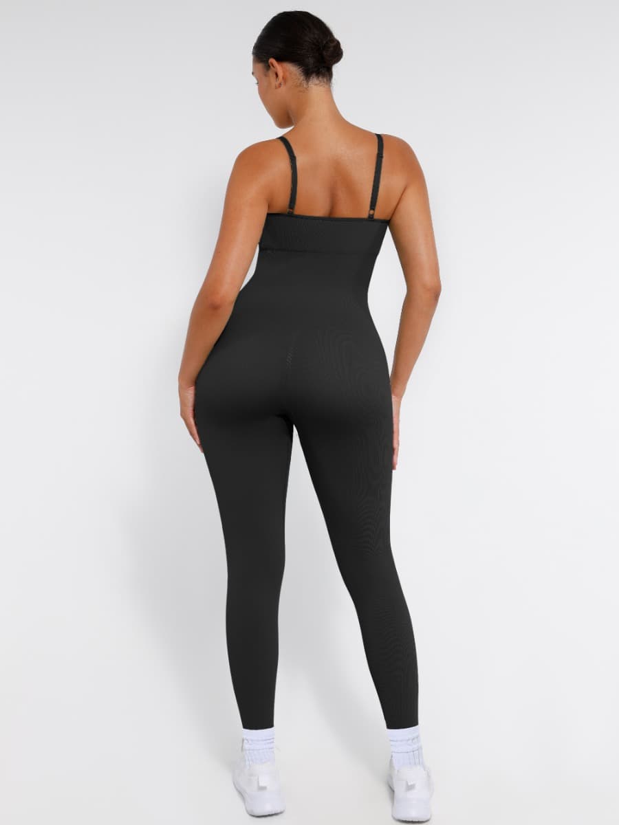 Seamless Sculpting Full-Length Jumpsuit with Adjustable Straps