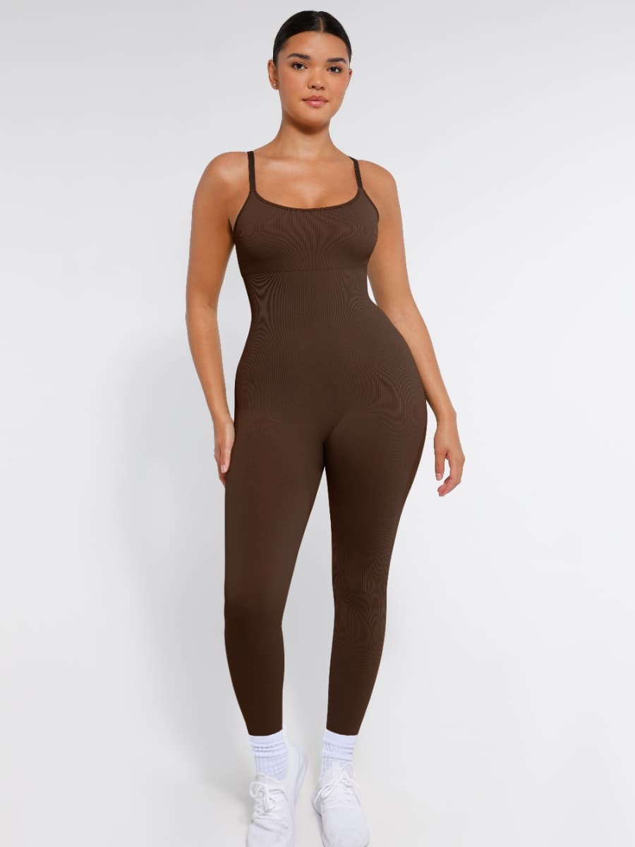 Seamless Sculpting Full-Length Jumpsuit with Adjustable Straps