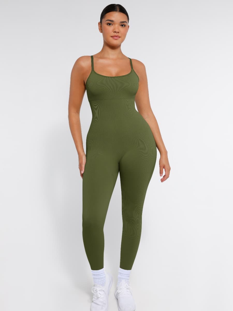 Seamless Sculpting Full-Length Jumpsuit with Adjustable Straps