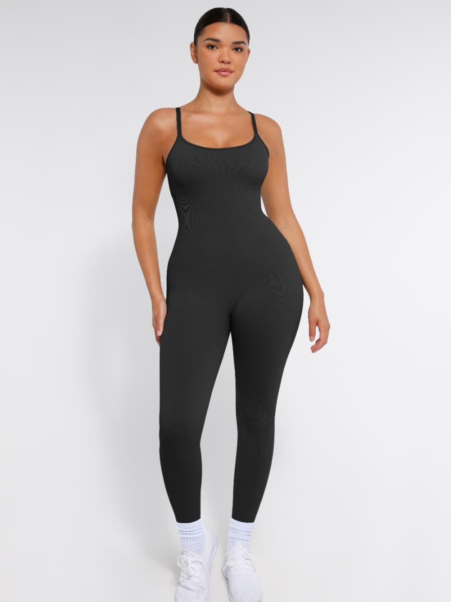 Seamless Sculpting Full-Length Jumpsuit with Adjustable Straps