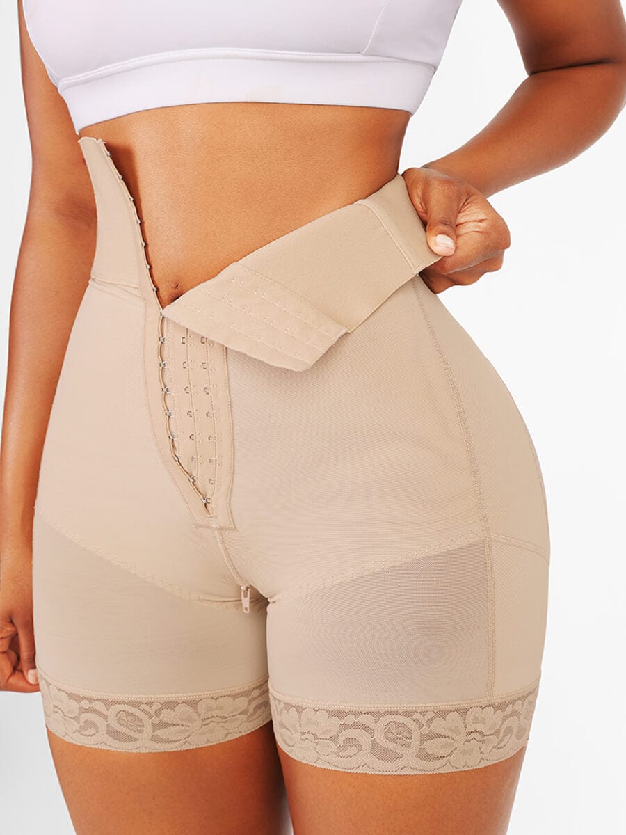 Zip-Front High-Waist Sculpting Shapewear Shorts