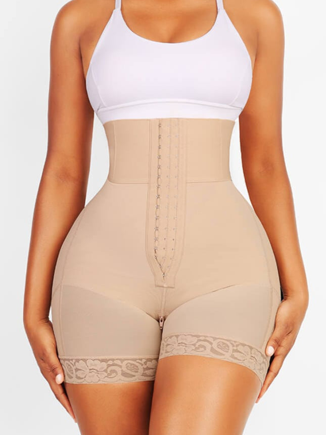 Zip-Front High-Waist Sculpting Shapewear Shorts