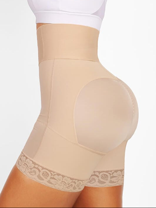 Zip-Front High-Waist Sculpting Shapewear Shorts