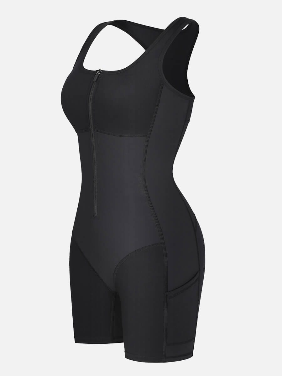 Seamless Sculpting Zip-Front Short Bodysuit