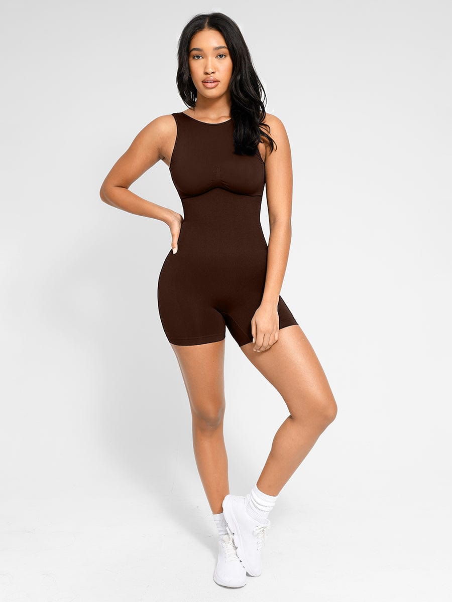 Seamless Sculpting Short Bodysuit with Open Back