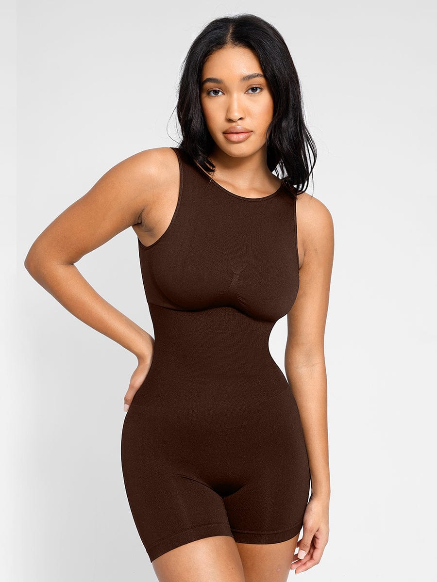 Seamless Sculpting Short Bodysuit with Open Back