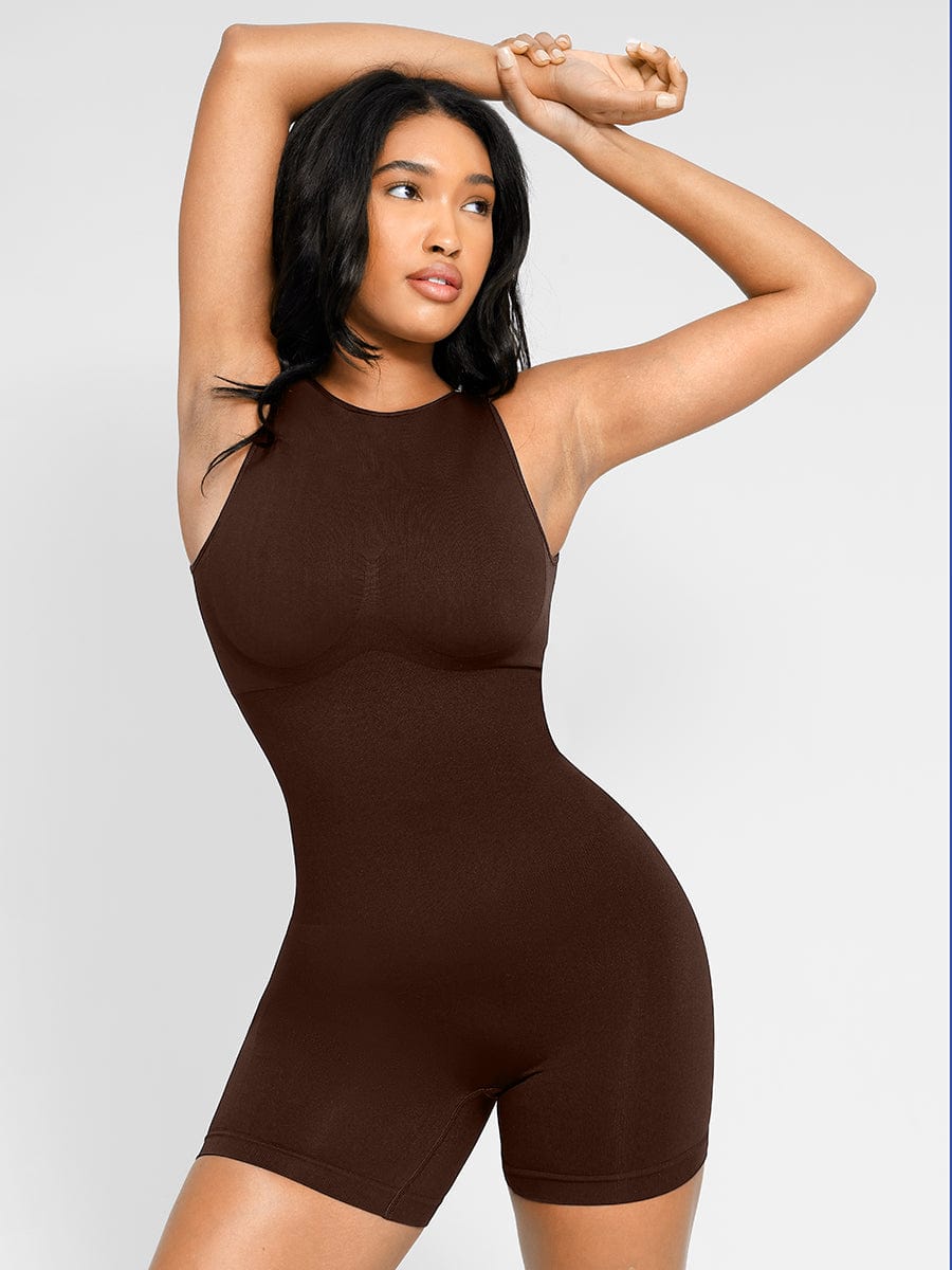 Seamless Sculpting Short Bodysuit with Open Back