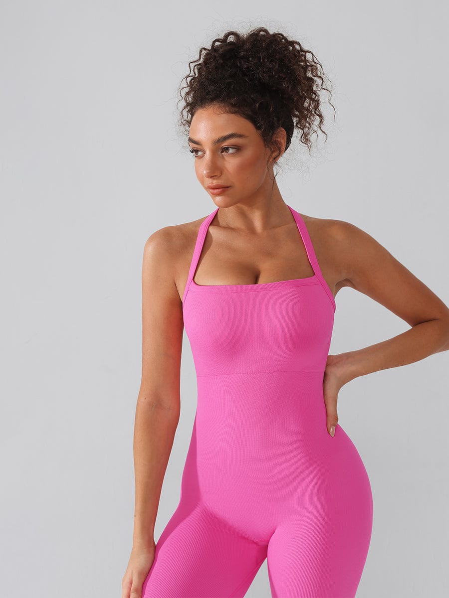Seamless Sculpting Full-Length Jumpsuit with Cross-Back Straps