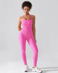 Seamless Sculpting Full-Length Jumpsuit with Cross-Back Straps