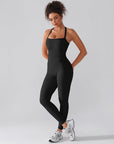 Seamless Sculpting Full-Length Jumpsuit with Cross-Back Straps