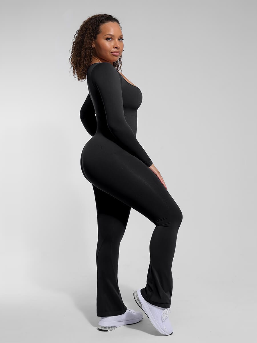 Square-Neck Seamless Sculpting Full-Length Jumpsuit