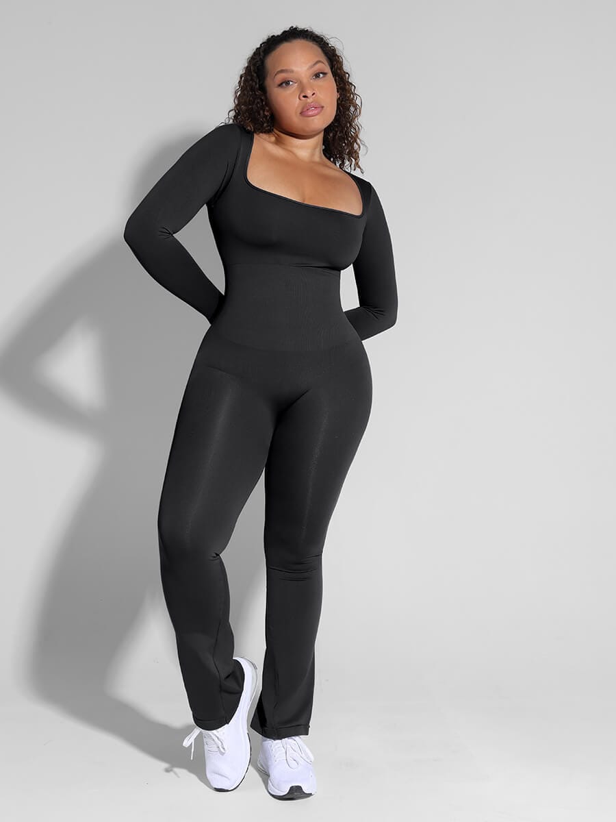 Square-Neck Seamless Sculpting Full-Length Jumpsuit
