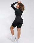 Second-Skin Long-Sleeve Sculpting Short Jumpsuit