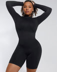 Second-Skin Long-Sleeve Sculpting Short Jumpsuit