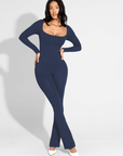 Square-Neck Seamless Sculpting Full-Length Jumpsuit