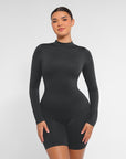 Second-Skin Long-Sleeve Sculpting Short Jumpsuit