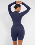 Second-Skin Long-Sleeve Sculpting Short Jumpsuit