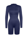 Second-Skin Long-Sleeve Sculpting Short Jumpsuit