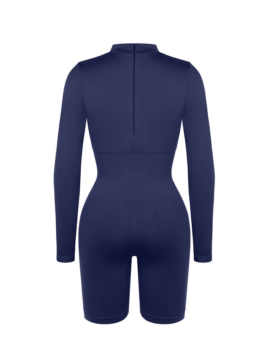Second-Skin Long-Sleeve Sculpting Short Jumpsuit