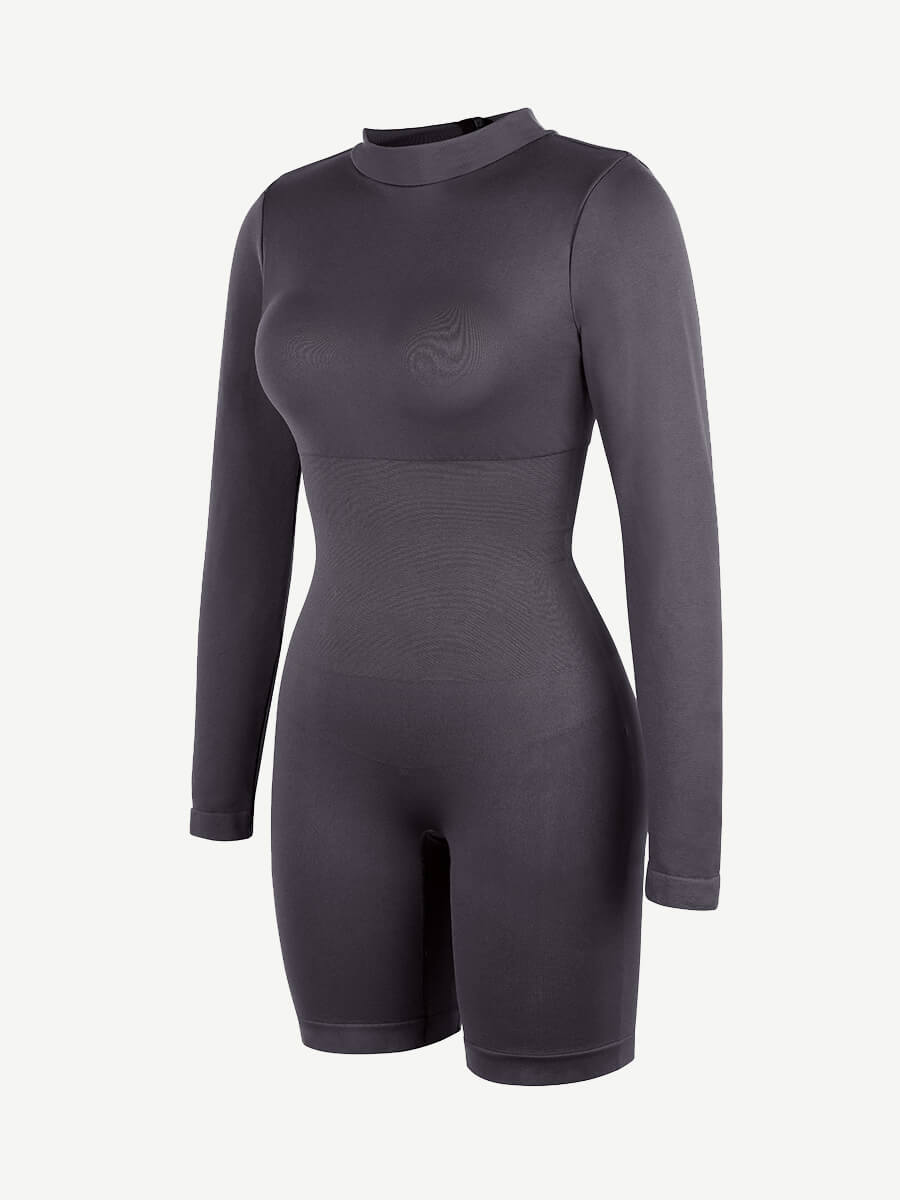Second-Skin Long-Sleeve Sculpting Short Jumpsuit
