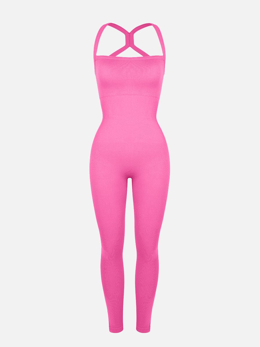 Seamless Sculpting Full-Length Jumpsuit with Cross-Back Straps