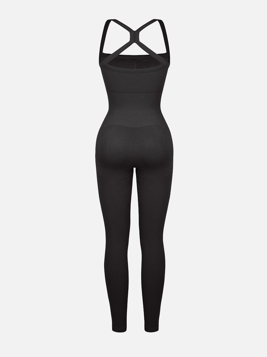 Seamless Sculpting Full-Length Jumpsuit with Cross-Back Straps