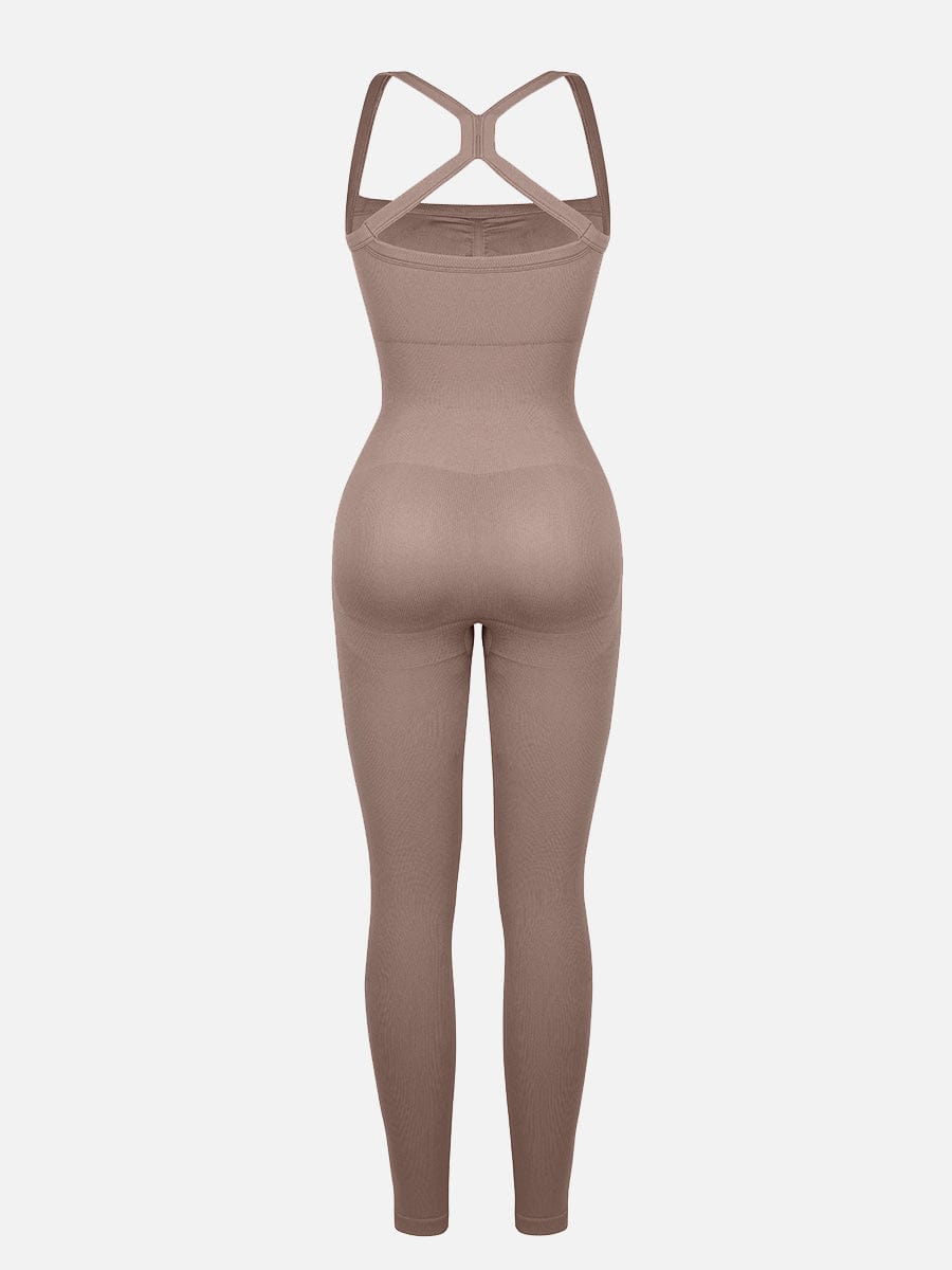 Seamless Sculpting Full-Length Jumpsuit with Cross-Back Straps