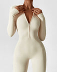 Contour Zip Long-Sleeve Performance Jumpsuit