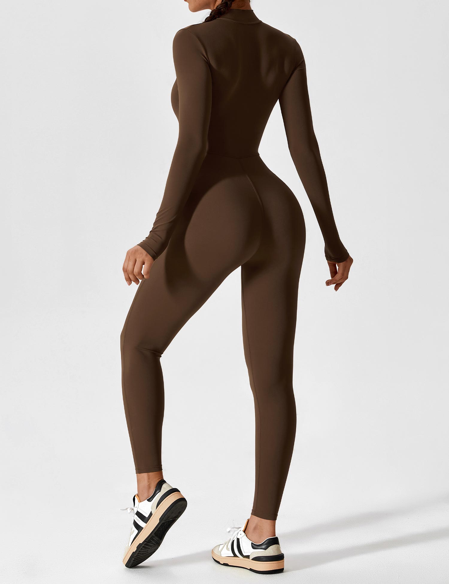 Contour Zip Long-Sleeve Performance Jumpsuit