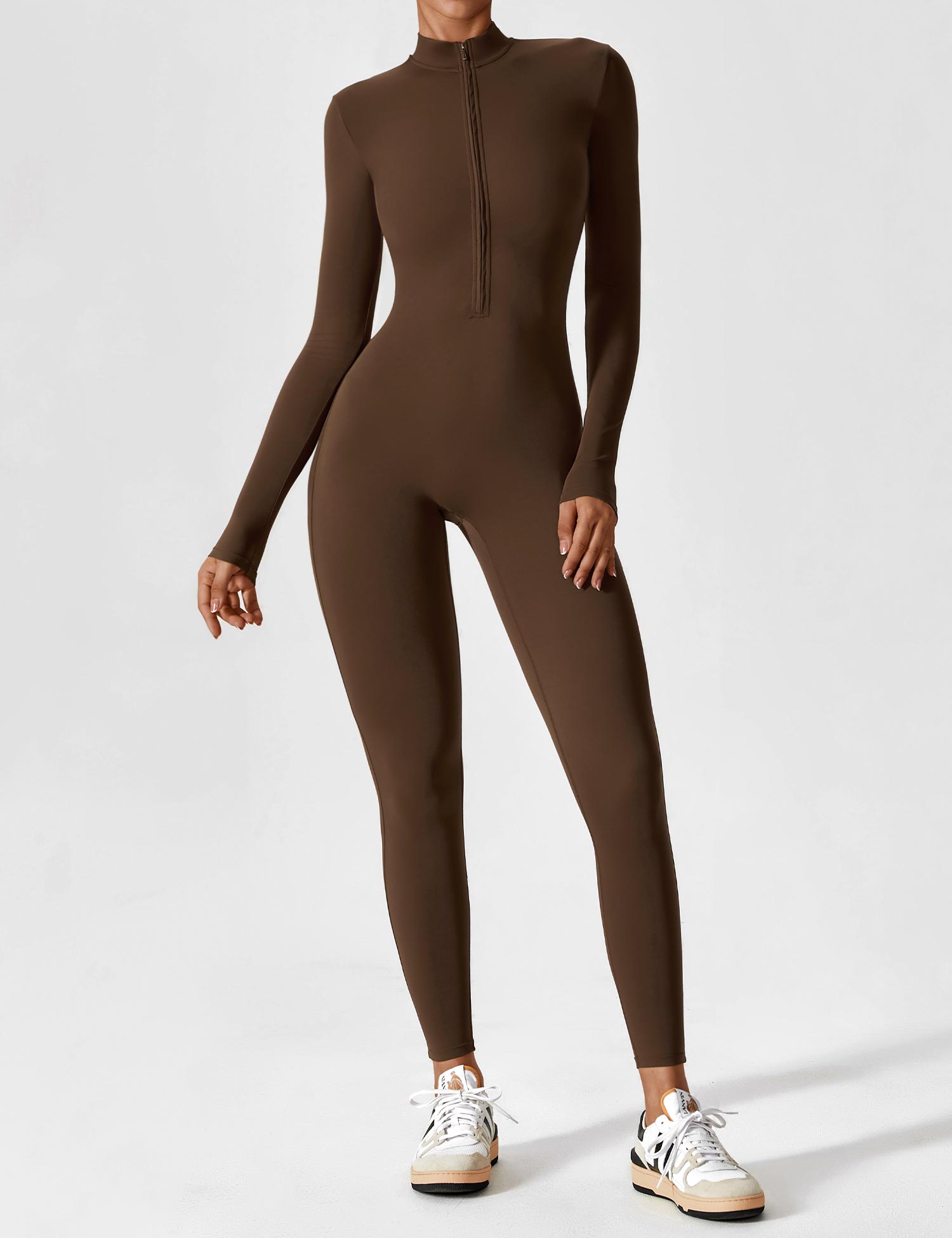 Contour Zip Long-Sleeve Performance Jumpsuit