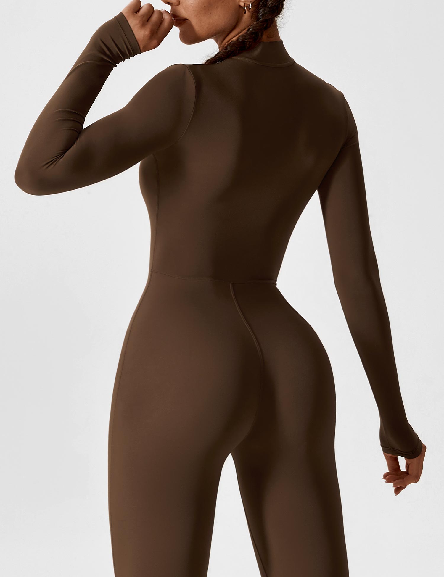 Long-Sleeve Zip-Front Seamless Sculpting Jumpsuit