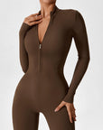 Contour Zip Long-Sleeve Performance Jumpsuit