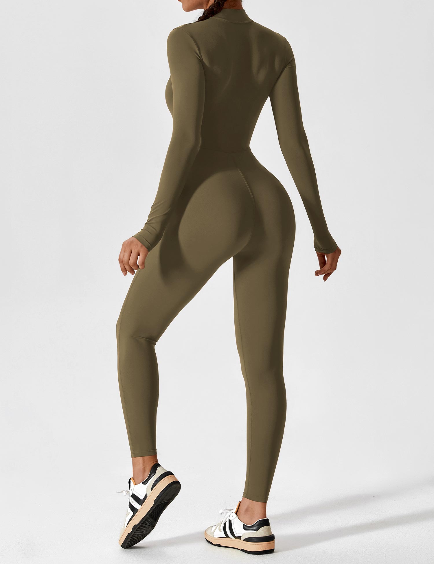 Long-Sleeve Zip-Front Seamless Sculpting Jumpsuit