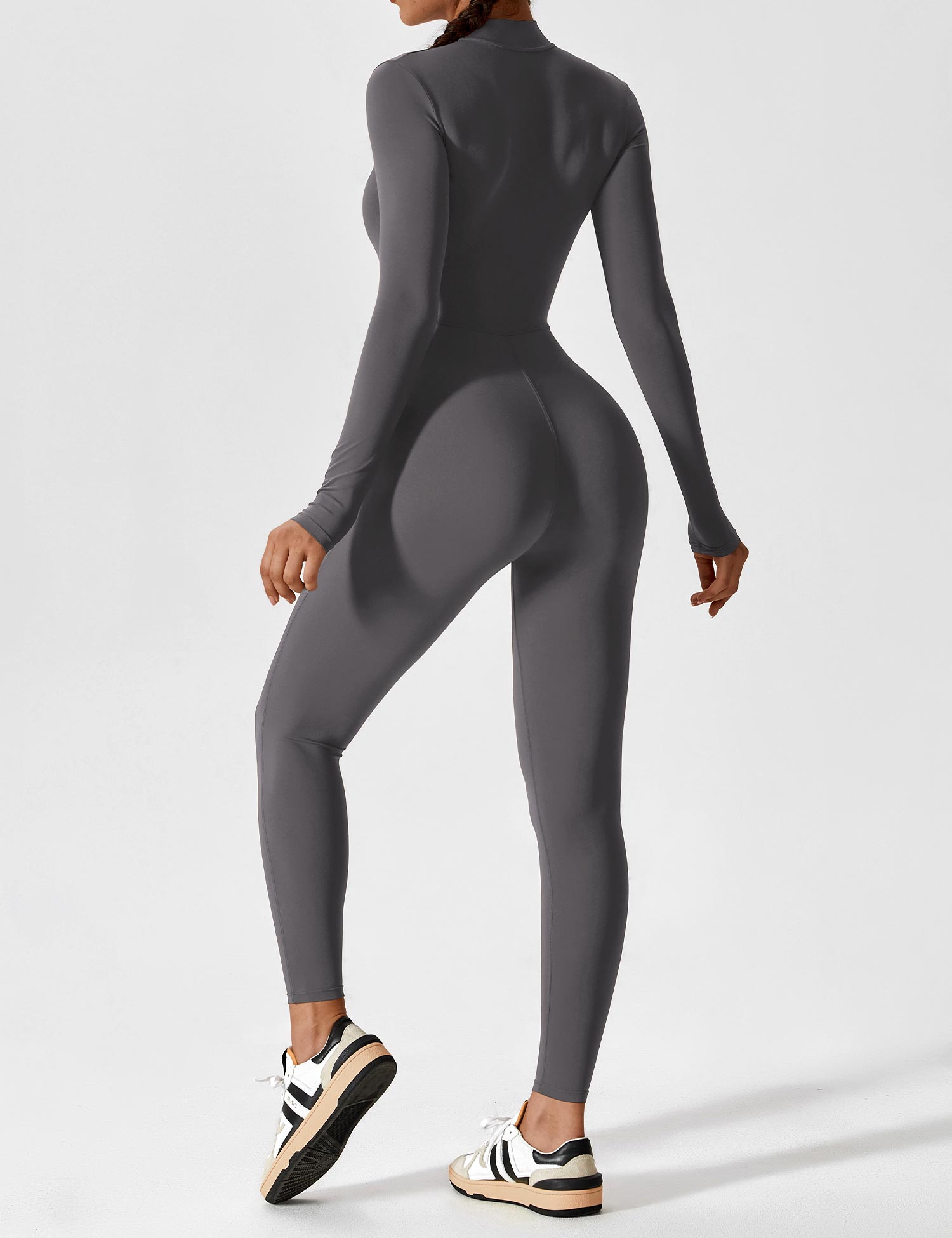 Long-Sleeve Zip-Front Seamless Sculpting Jumpsuit