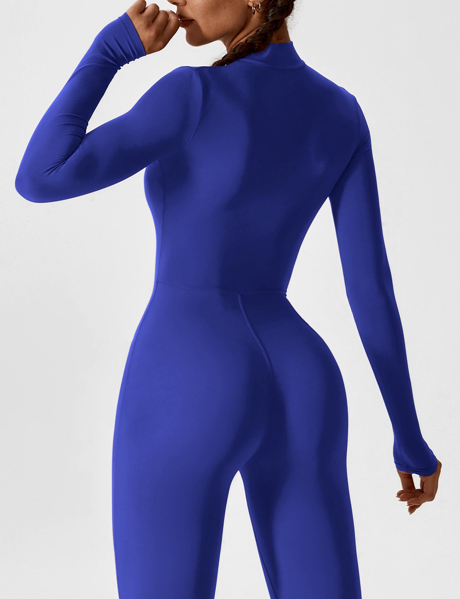 Long-Sleeve Zip-Front Seamless Sculpting Jumpsuit