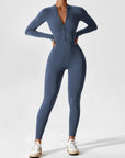 Long-Sleeve Zip-Front Seamless Sculpting Jumpsuit