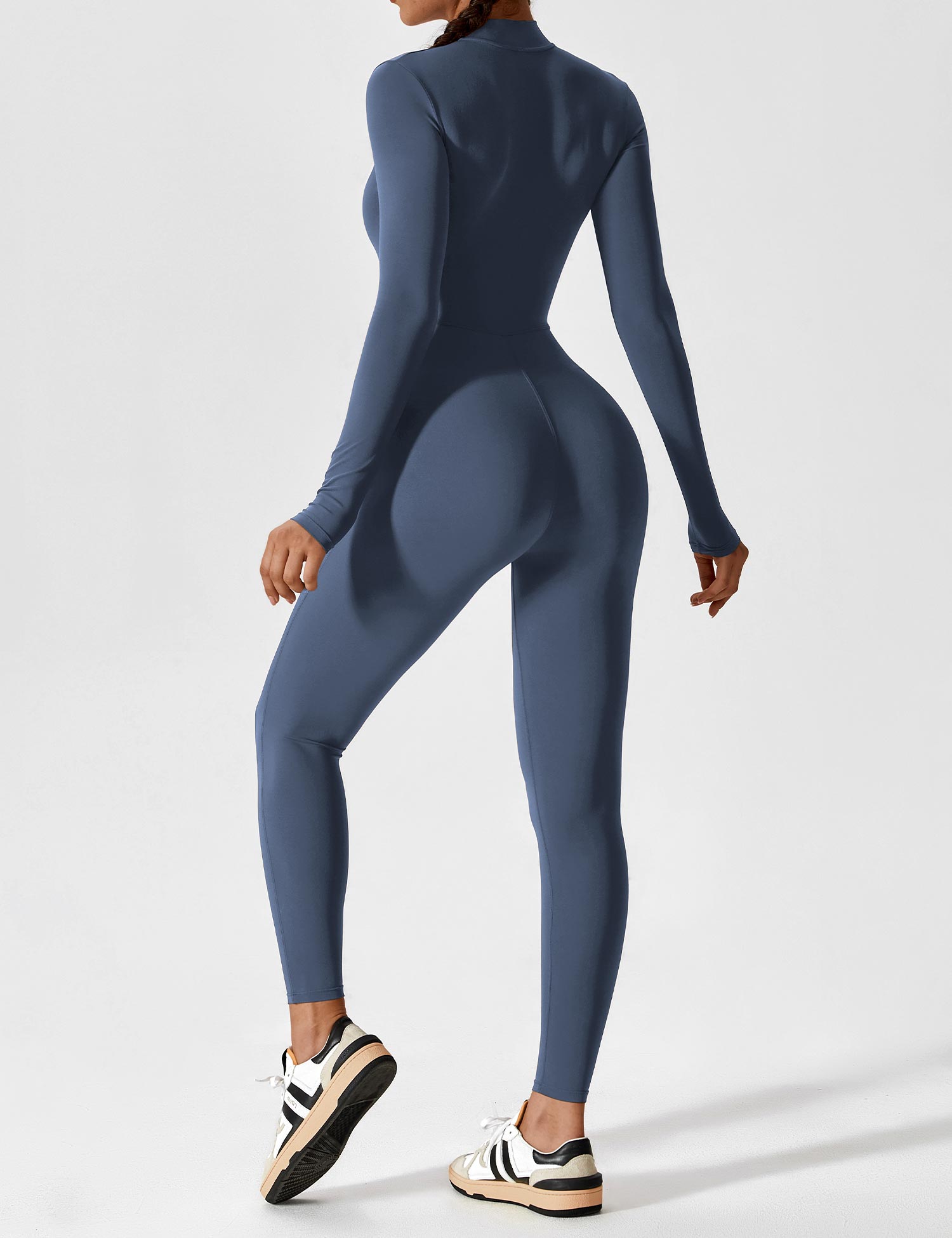 Contour Zip Long-Sleeve Performance Jumpsuit