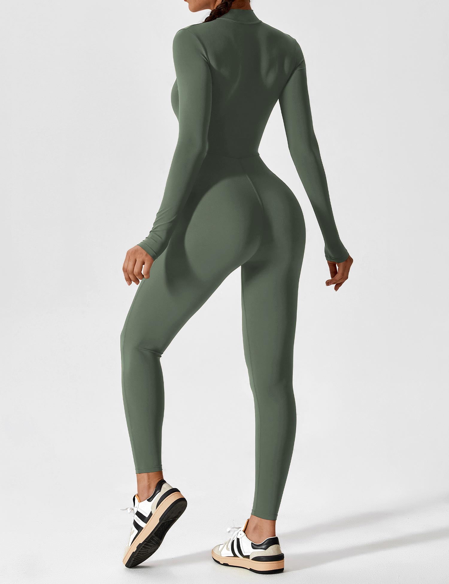 Contour Zip Long-Sleeve Performance Jumpsuit