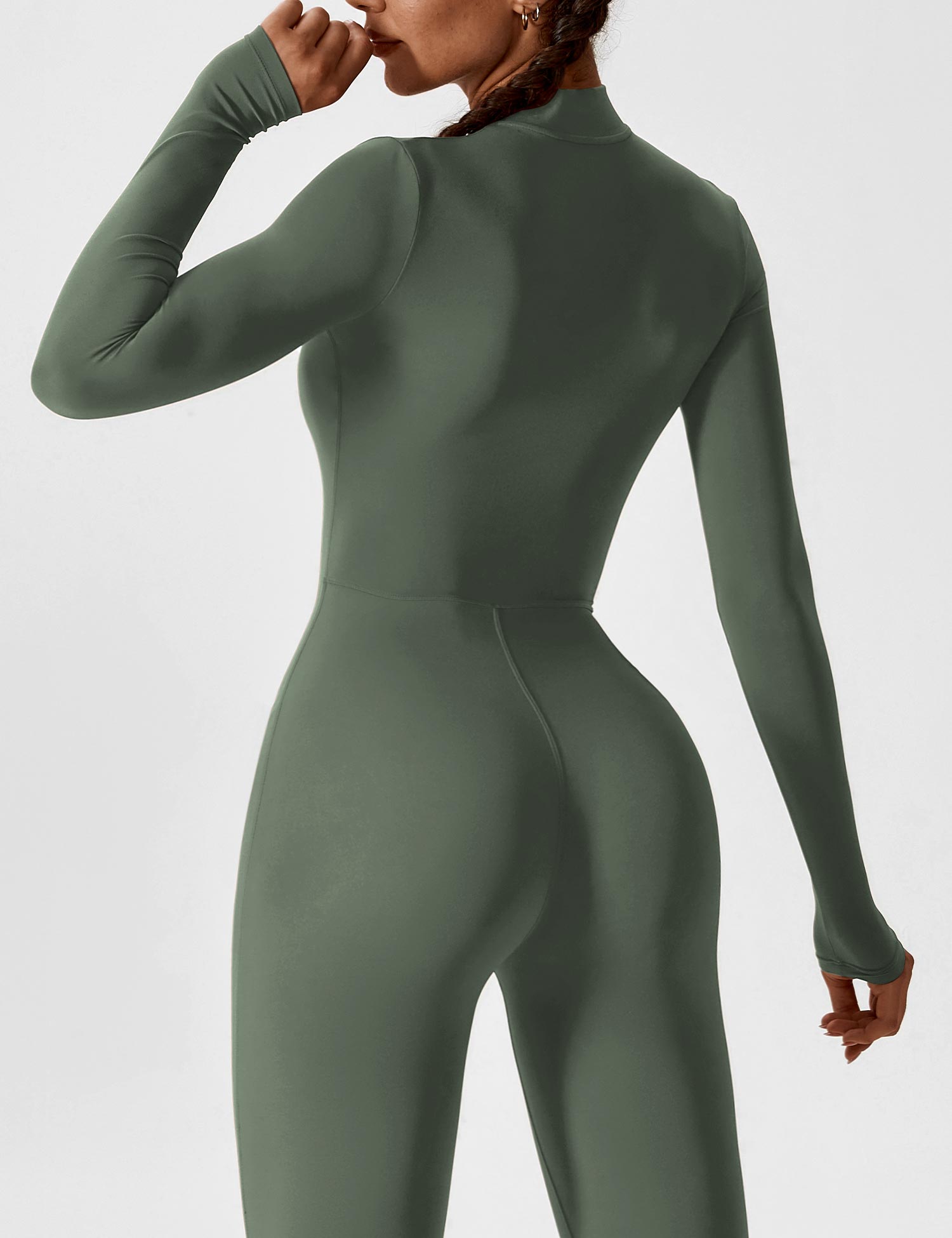 Contour Zip Long-Sleeve Performance Jumpsuit