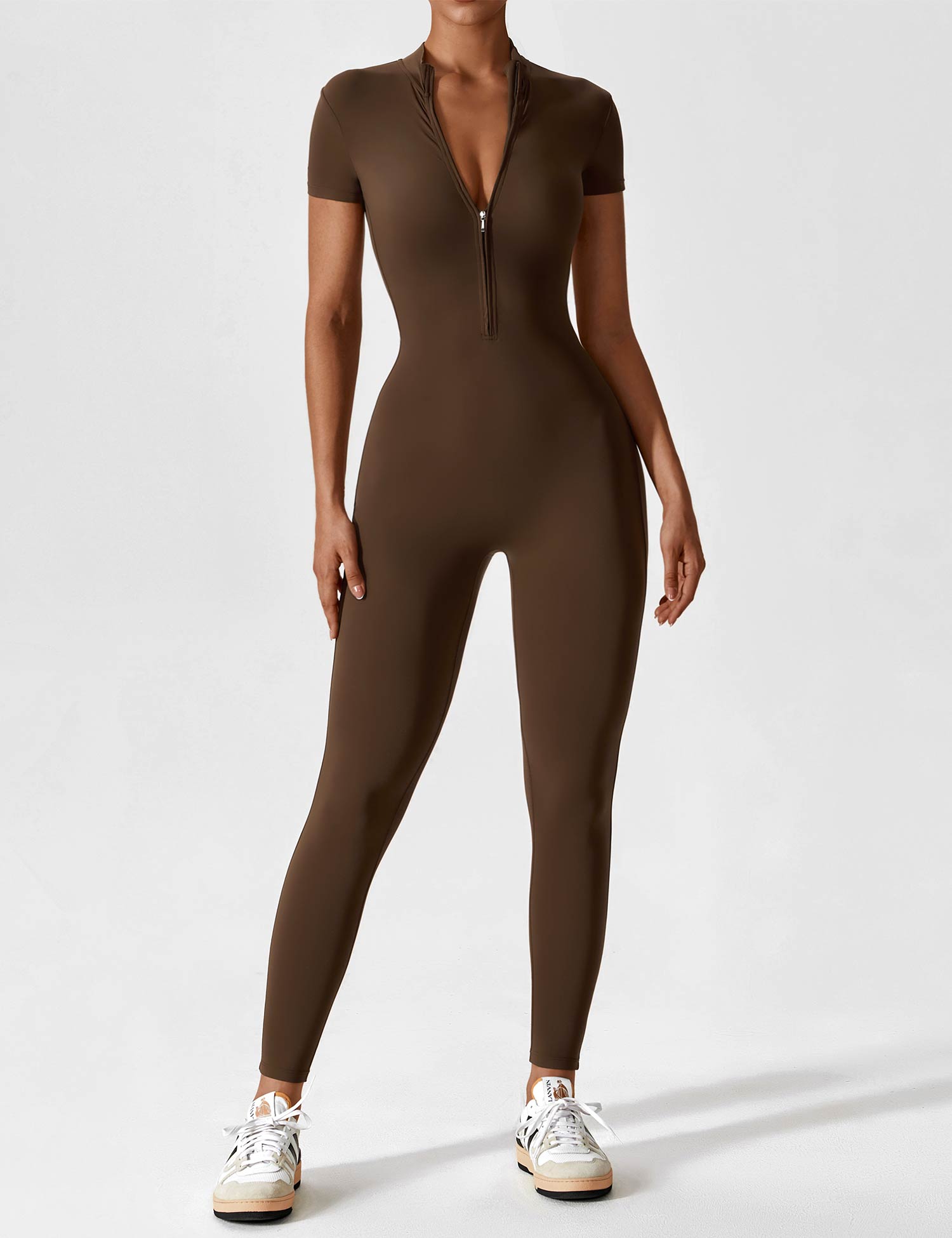 Contour Zip Long-Sleeve Performance Jumpsuit