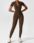 Contour Zip Long-Sleeve Performance Jumpsuit